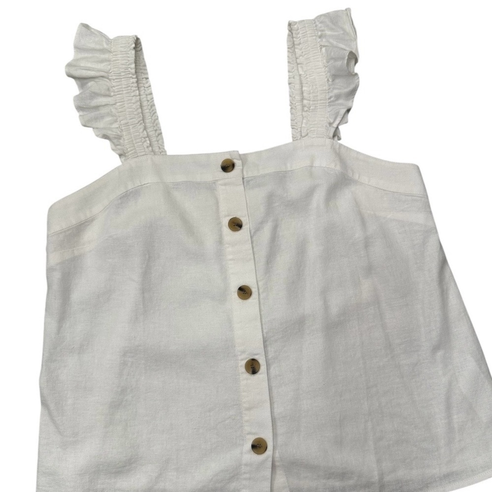 J. Crew White Button-Front Ruffle Blouse - Picture 2 of 8
